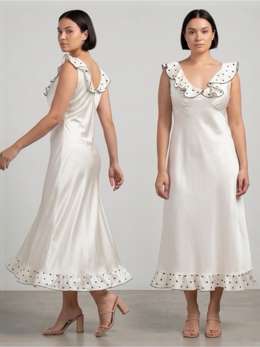 Caroline Constas Women’s Arleen Ivory Silky Satin Embroidered Midi Slip Dress